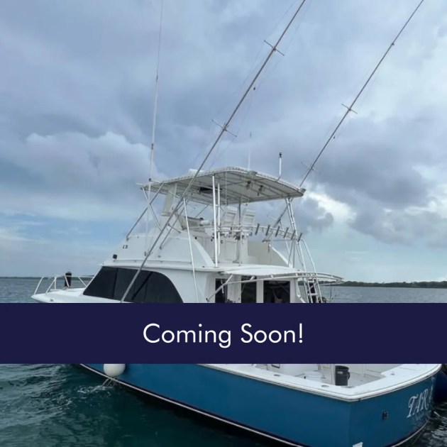 TARA, a 46ft Bertram sportfishing yacht, moored in calm water in Aruba